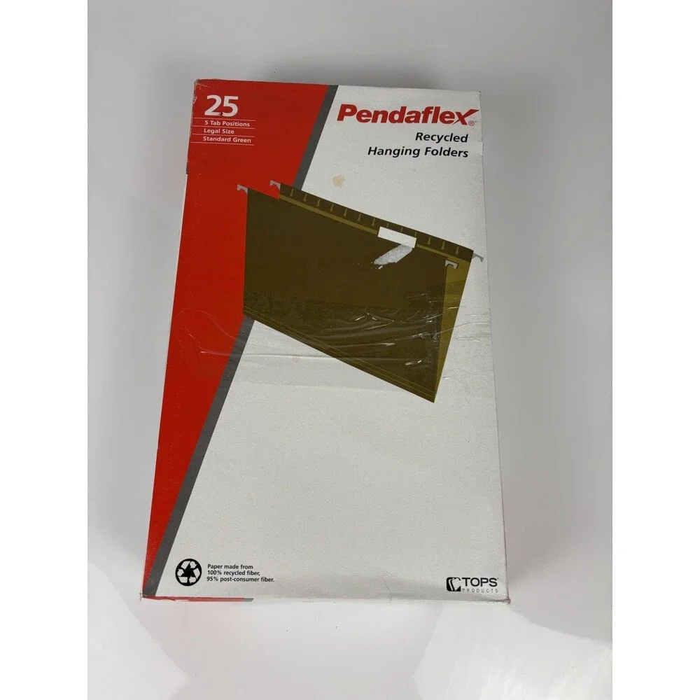 25 Pendaflex Legal Size Hanging File Folders Green 1/5 Cut Tabs Open Box
